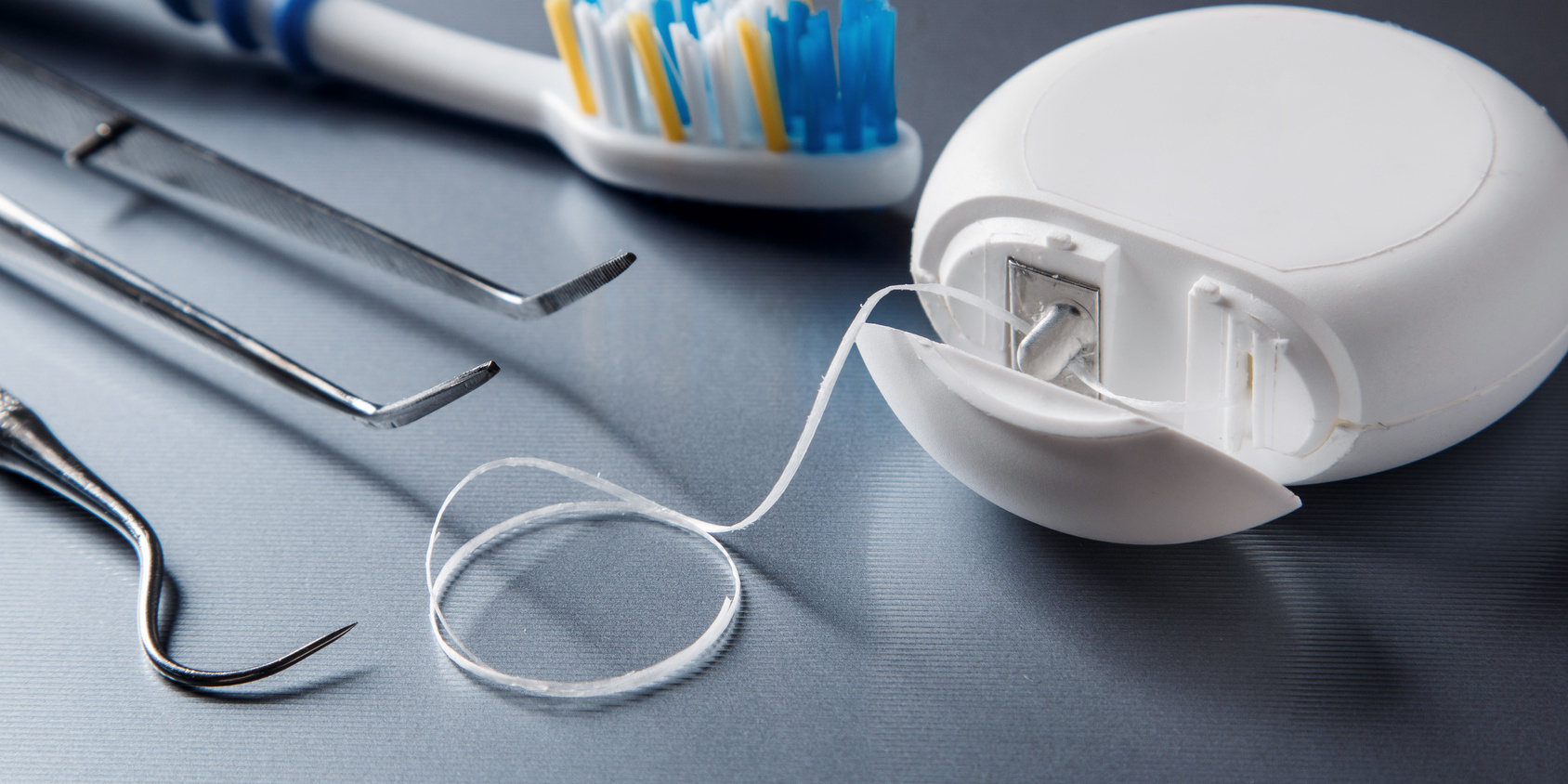 Set of different tools for dental care